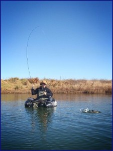 Warren Fighting A Trout In His Tube